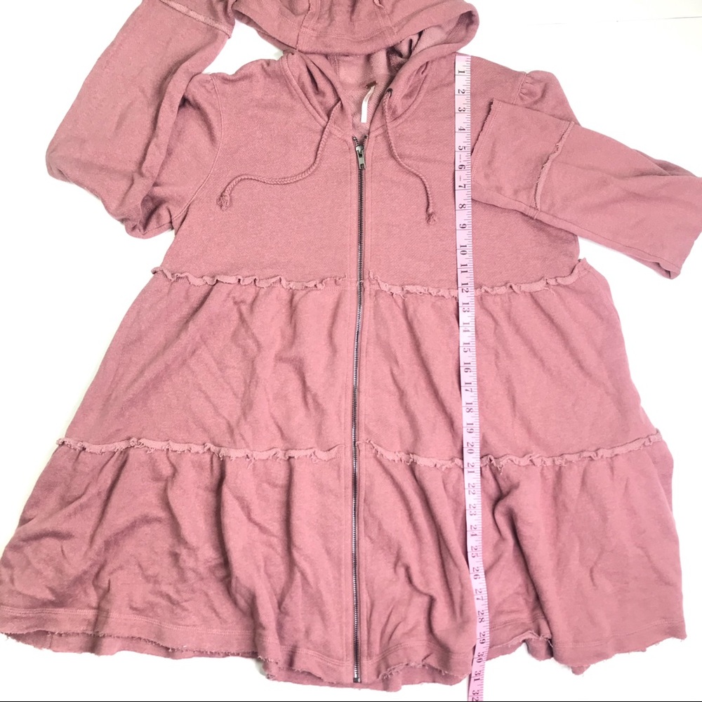 Women's Pink Hooded Zip-Front Sweatshirt - Picture 7 of 8